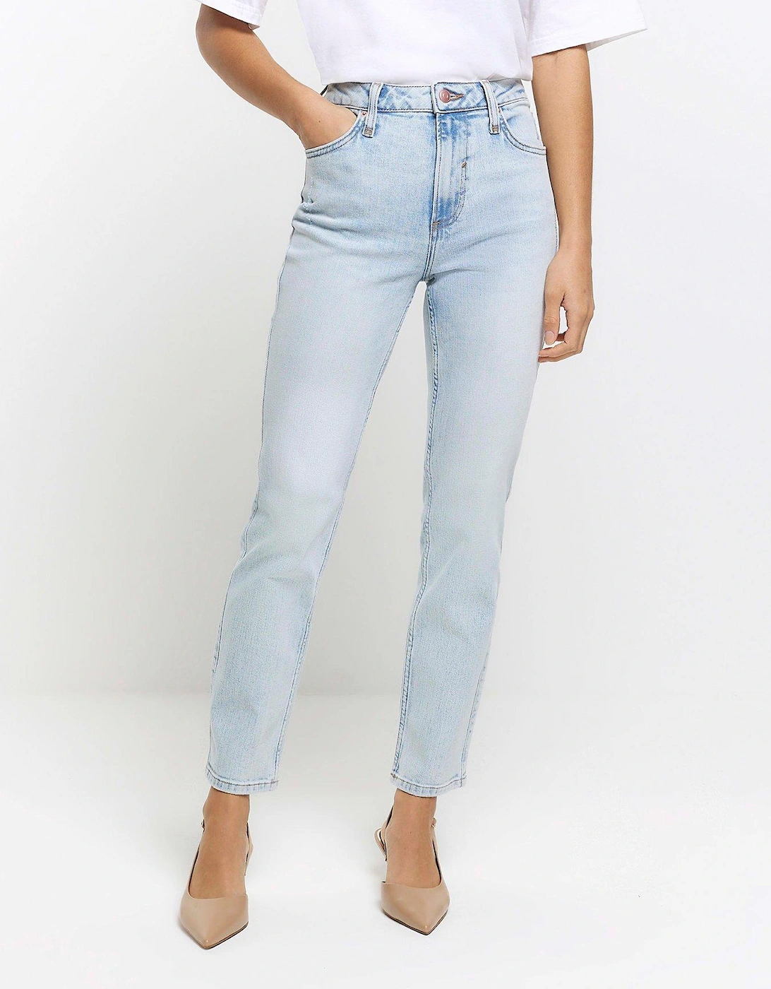 High Waisted Slim Straight Jeans, 2 of 1