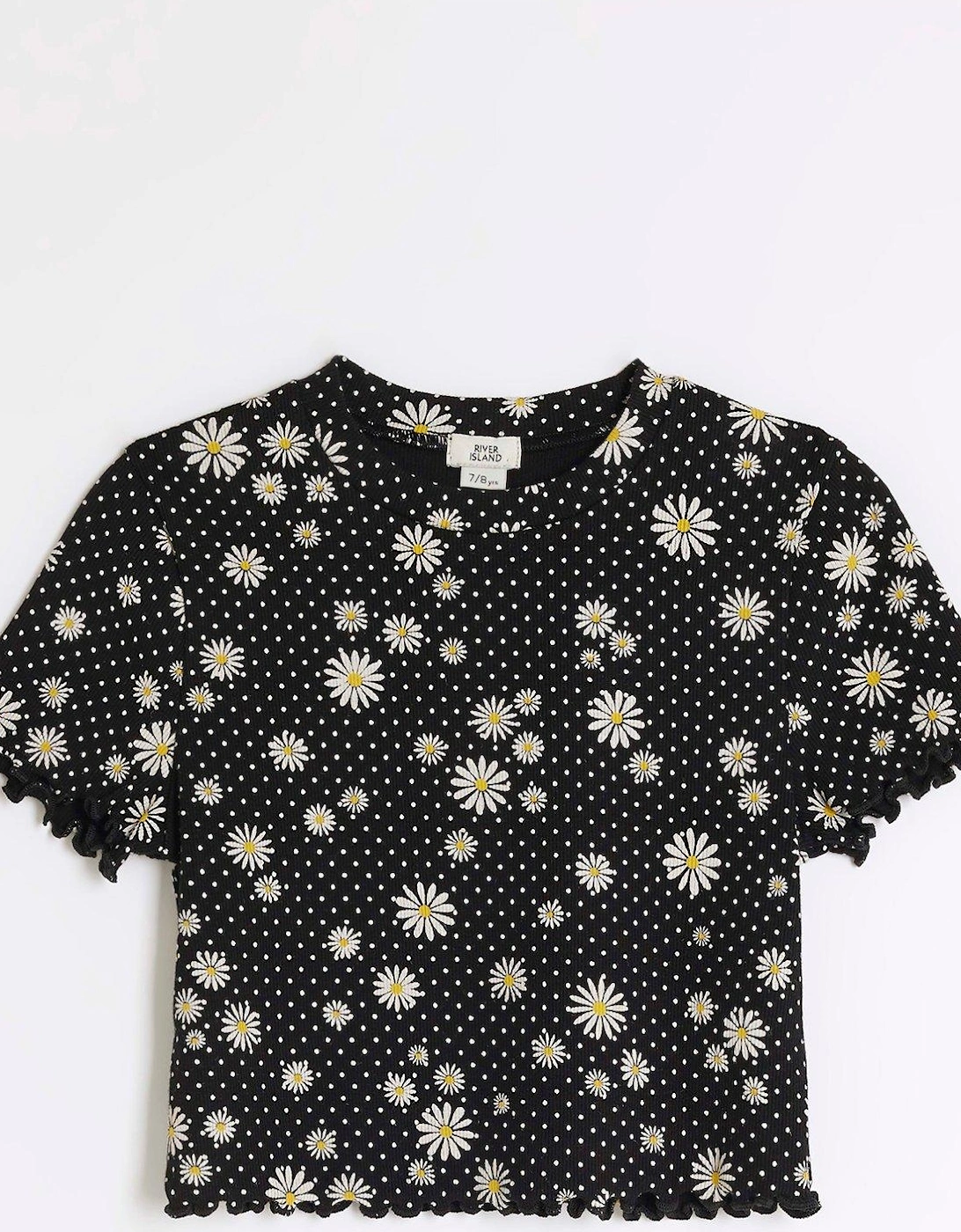Girls Floral Crop T-Shirt - Black, 5 of 4