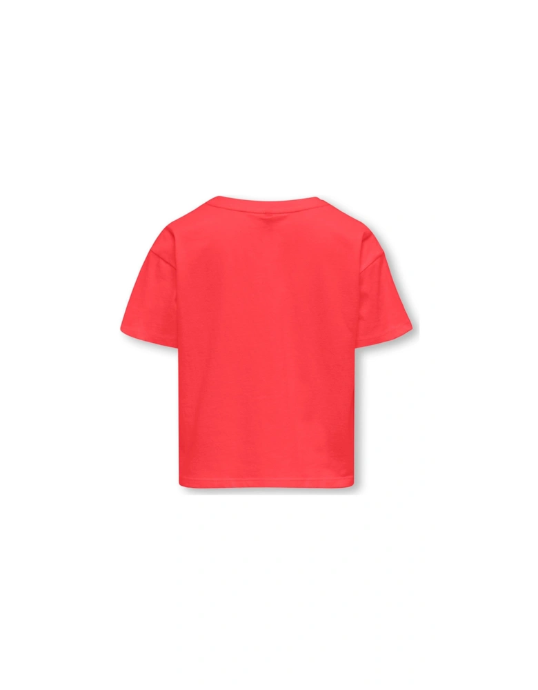 Girls Heart Print Short Sleeve Tshirt - Cayenne Silver