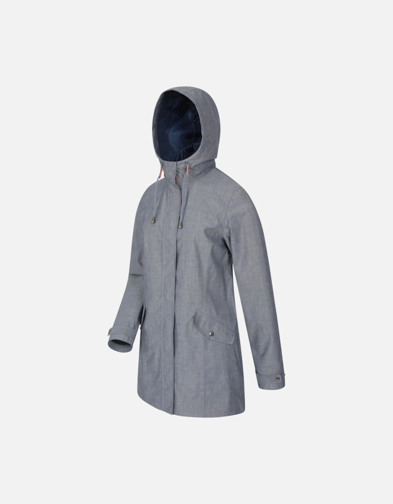 Womens/Ladies Textured Long Waterproof Jacket