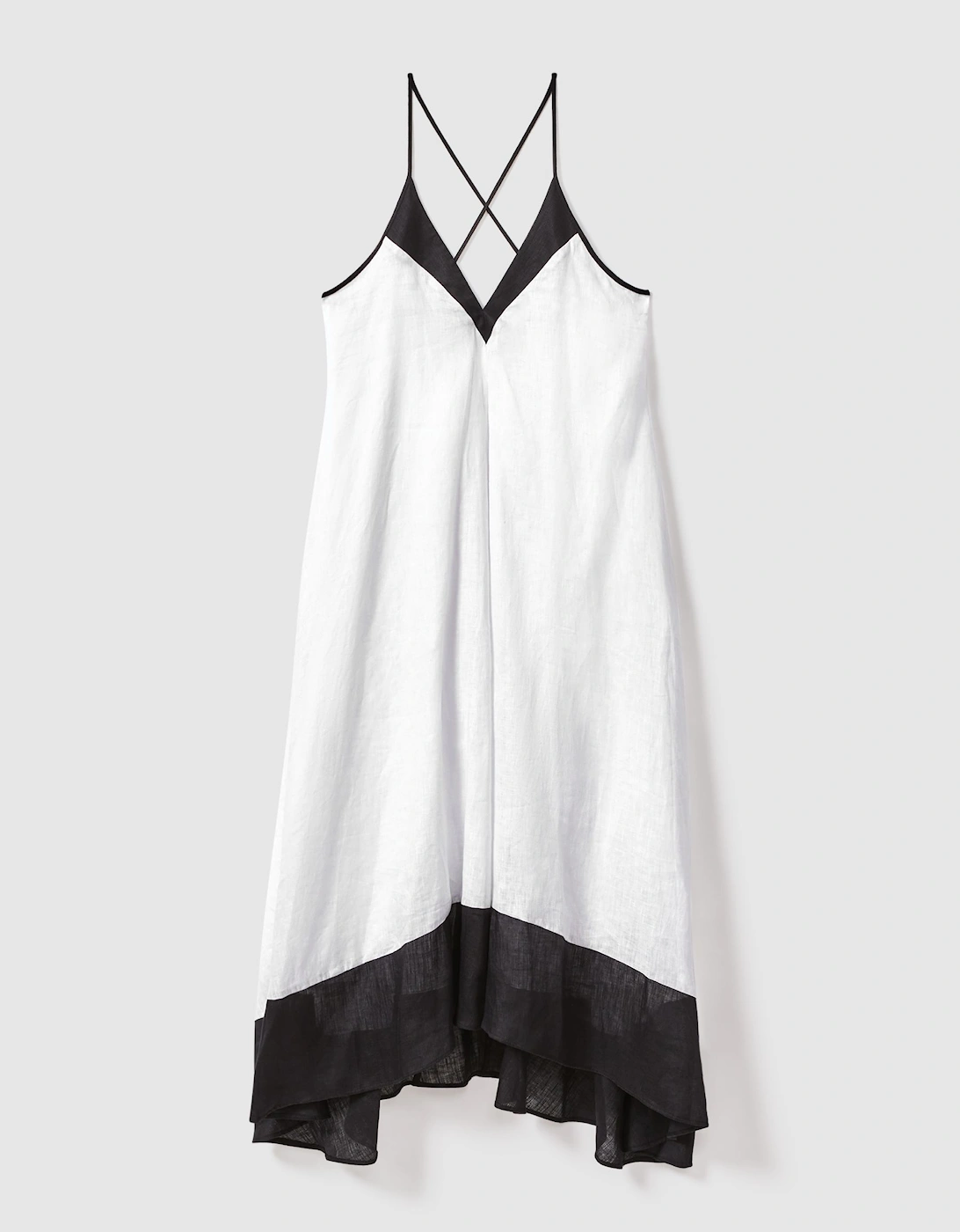 Linen Colourblock Cross-Back Midi Dress, 2 of 1