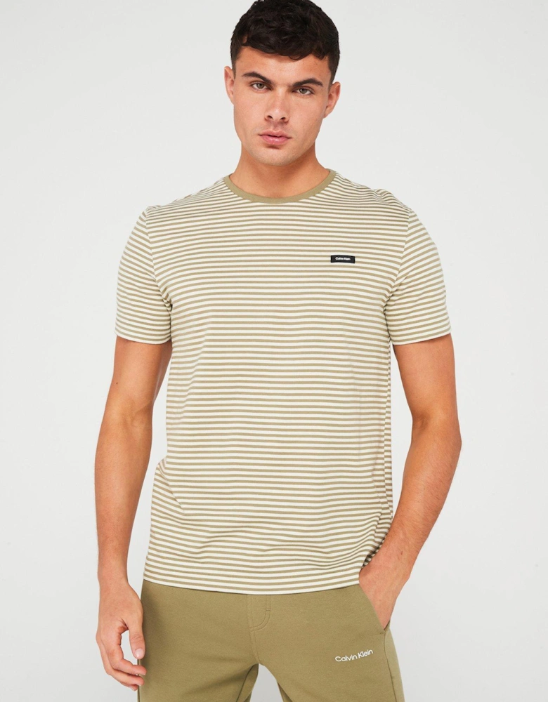 Cotton Stripe T-Shirt - Light Khaki 