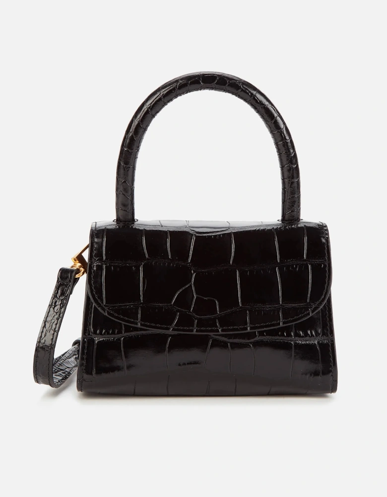 Women's Mini Croco Top Handle Bag - Black - - Home - Women's Mini Croco Top Handle Bag - Black