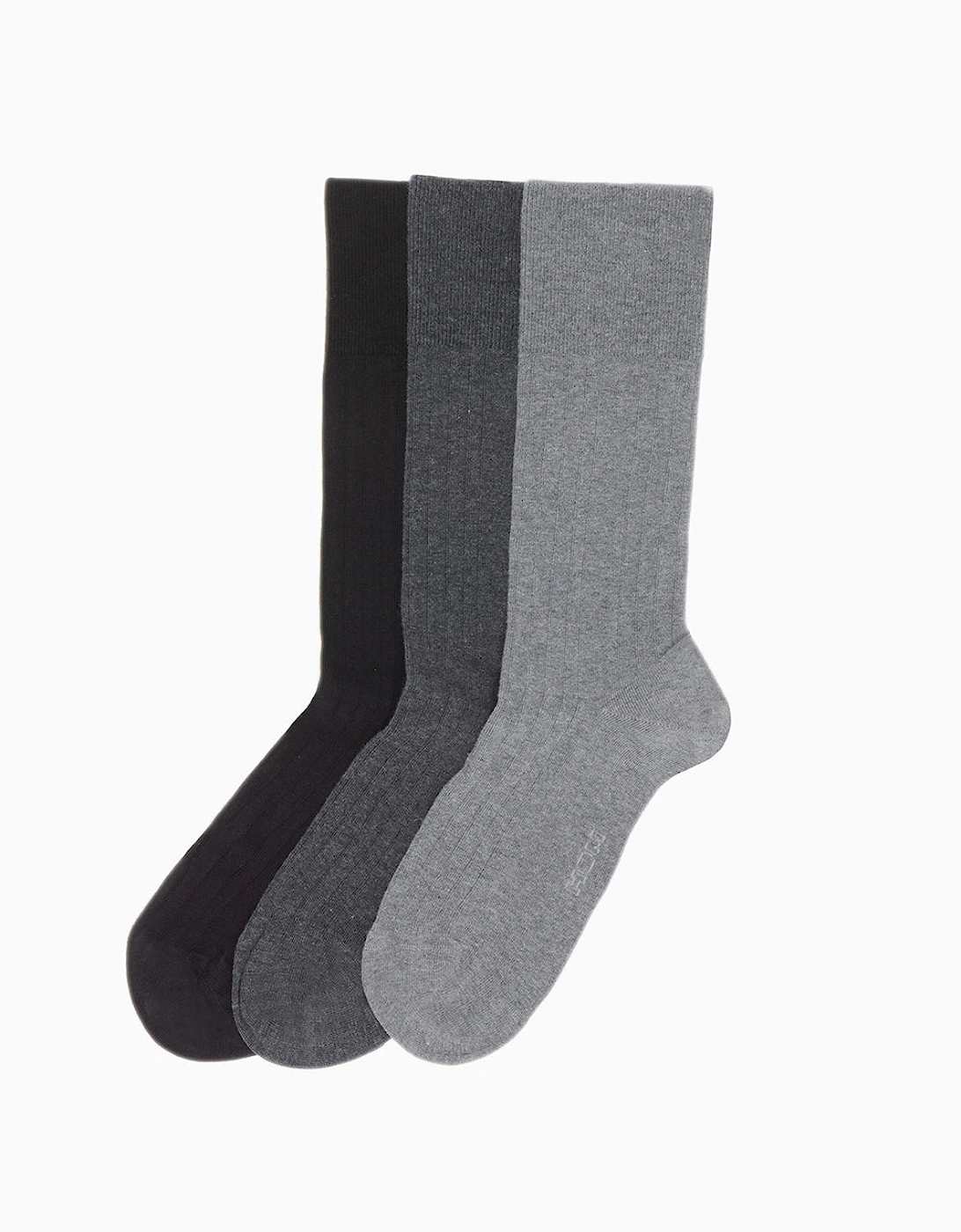 3-Pack Soft Cotton Socks, Black/Grey, 2 of 1