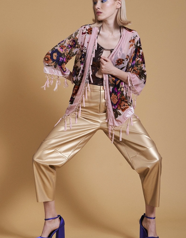 Pink Vintage Silk Devore Kimono Jacket