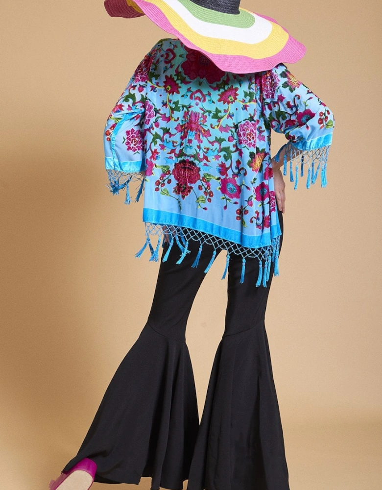 Teal Vintage Floral Silk Devore Jacket