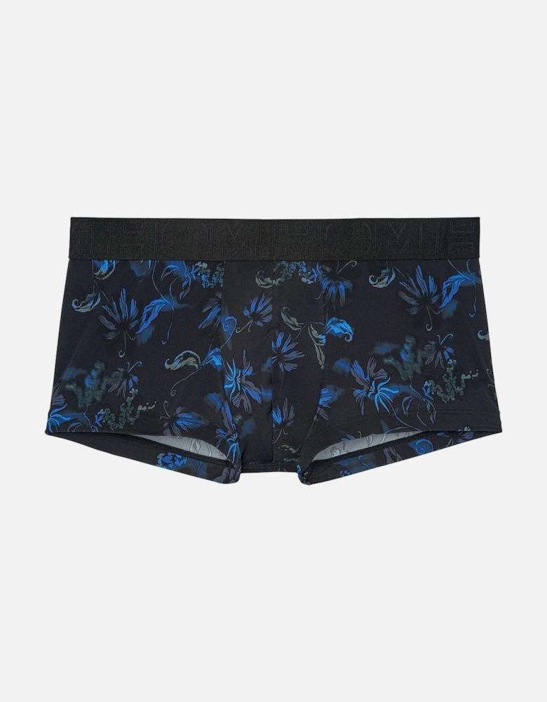 Temptation Blue Flowers Boxer Trunk, Black