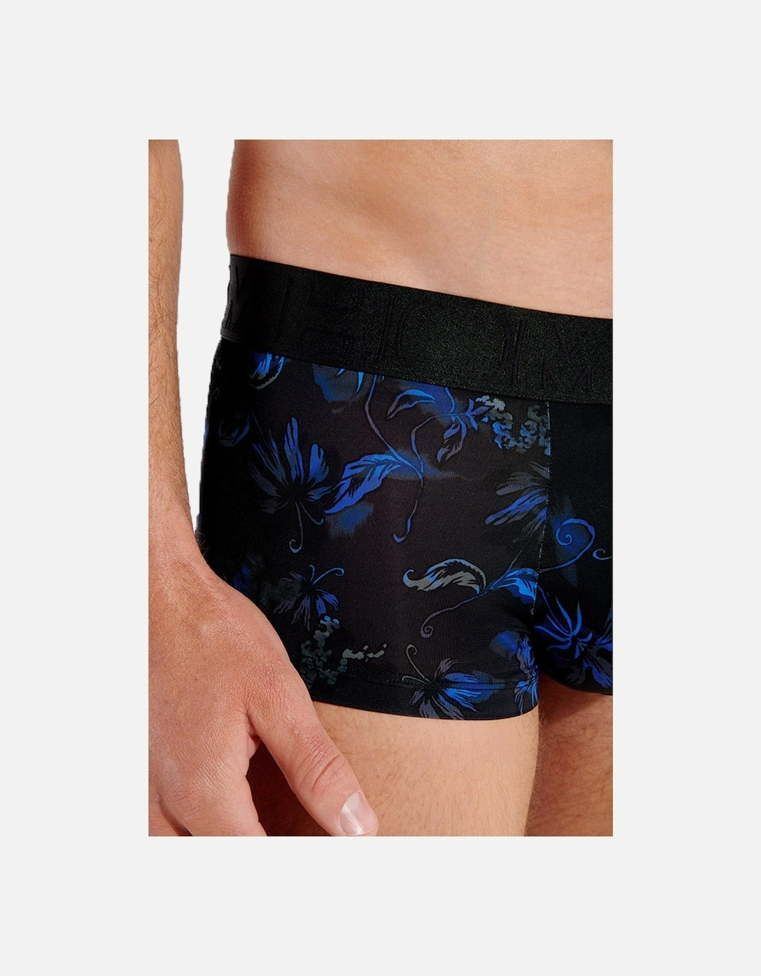 Temptation Blue Flowers Boxer Trunk, Black