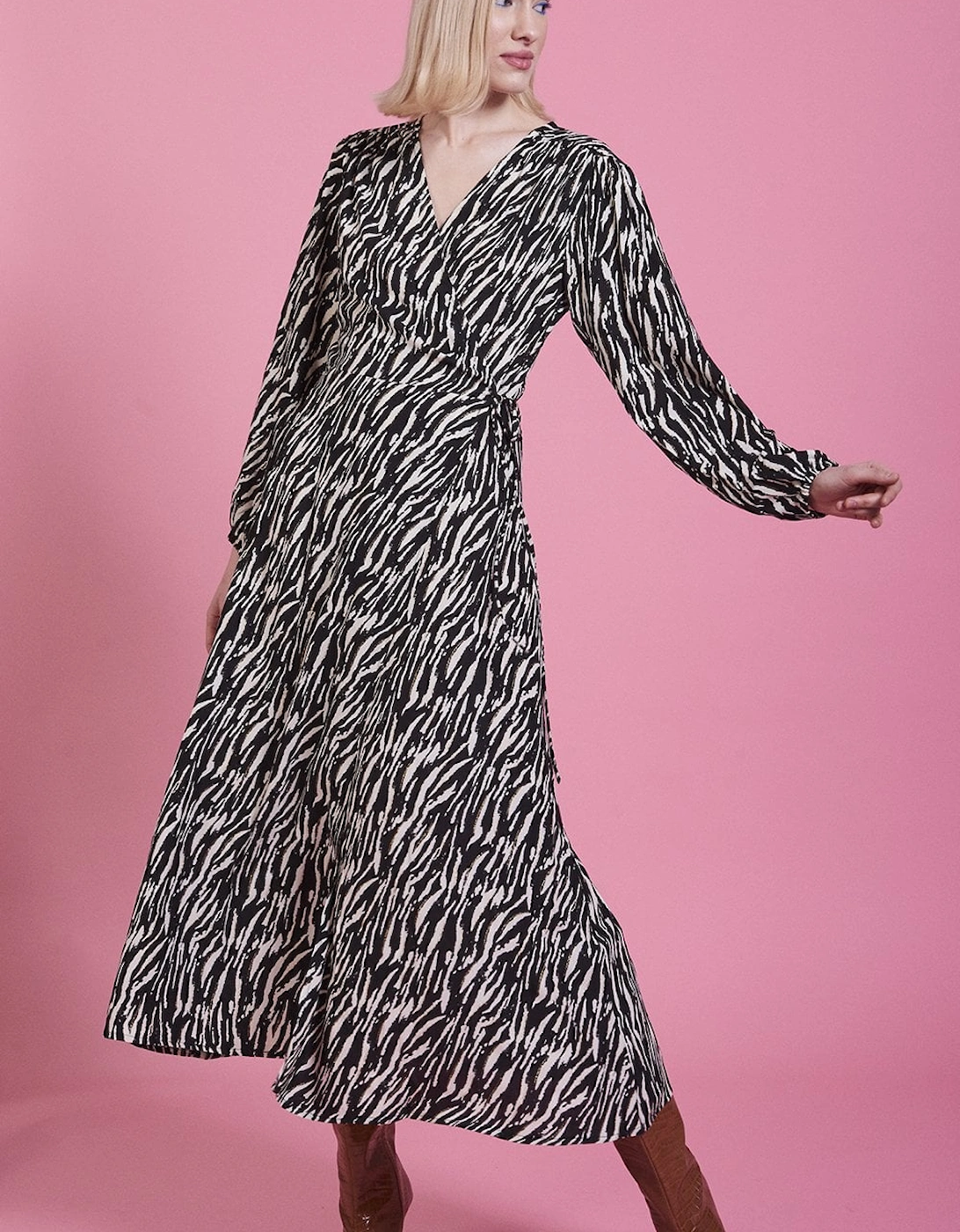 Zebra Print Belted Maxi Dress, 5 of 4