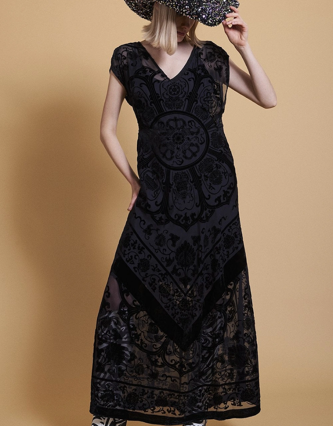 Black Silk Devore Dress, 8 of 7