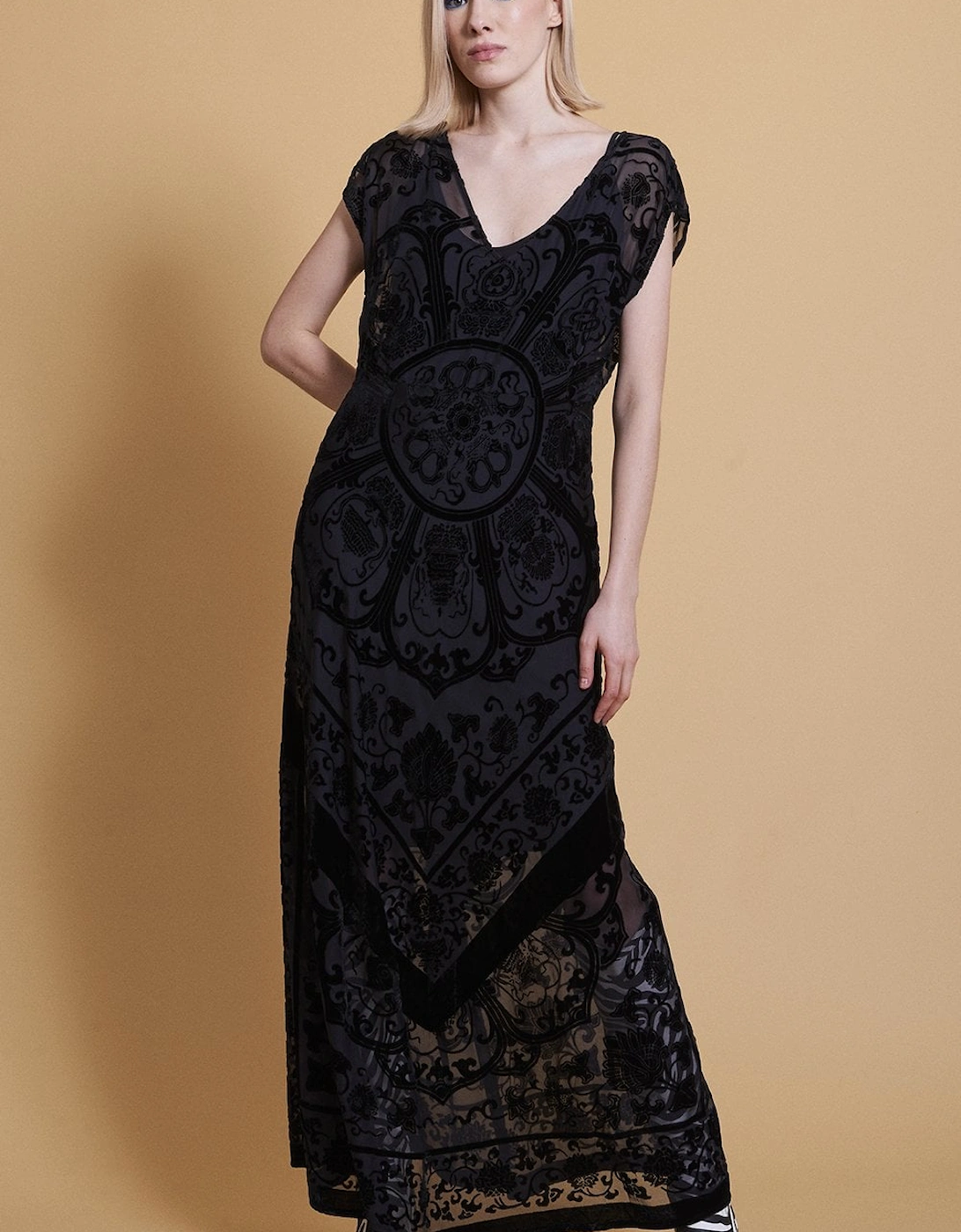 Black Silk Devore Dress