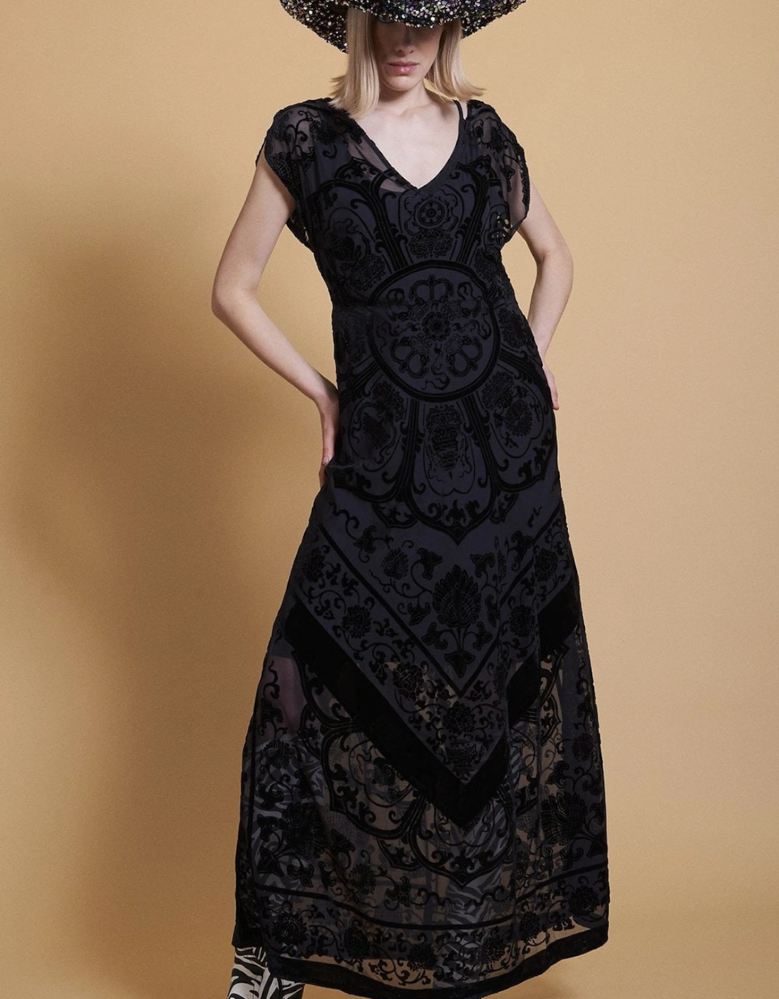 Black Silk Devore Dress