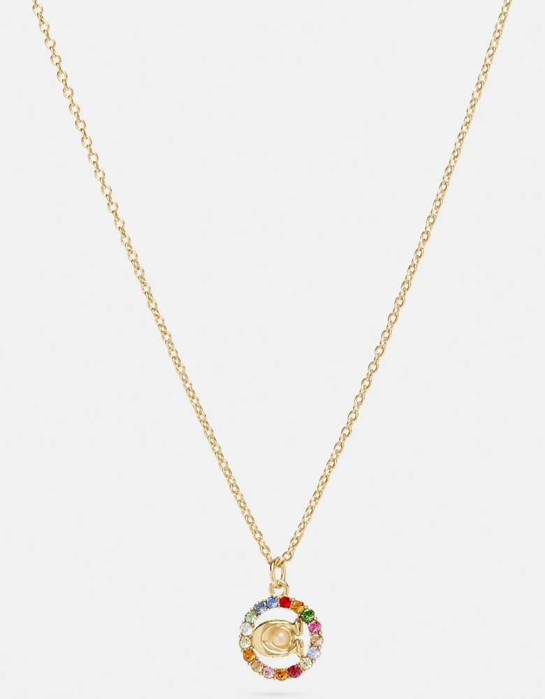 Women's C Multi Crystal Necklace - Gold/Multicolour - - Home - Brands - - Women's C Multi Crystal Necklace - Gold/Multicolour