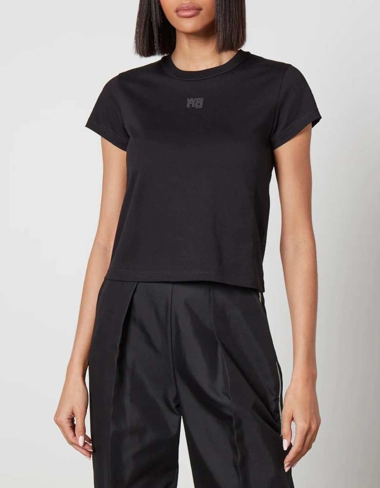 Alexander Wang Women's Essential Jersey Shrunk Tee With Puff Logo And Bound Neck - Black - - Home - Alexander Wang Women's Essential Jersey Shrunk Tee With Puff Logo And Bound Neck - Black