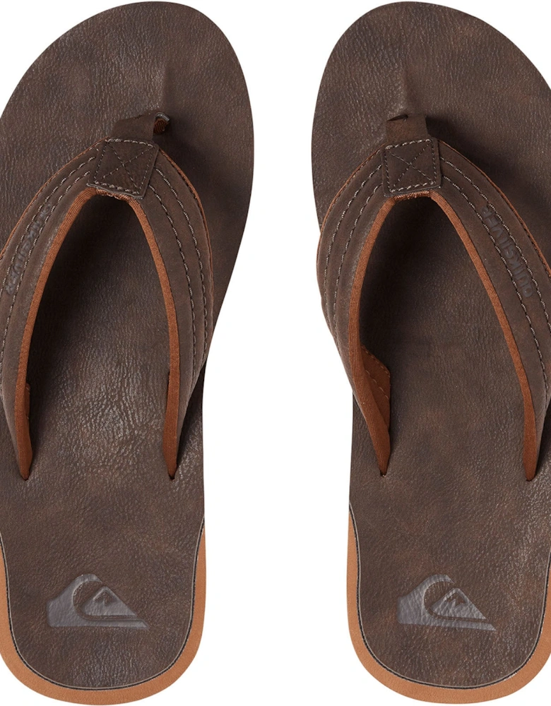 Mens Carver Faux Leather Flip Flops - Demitasse