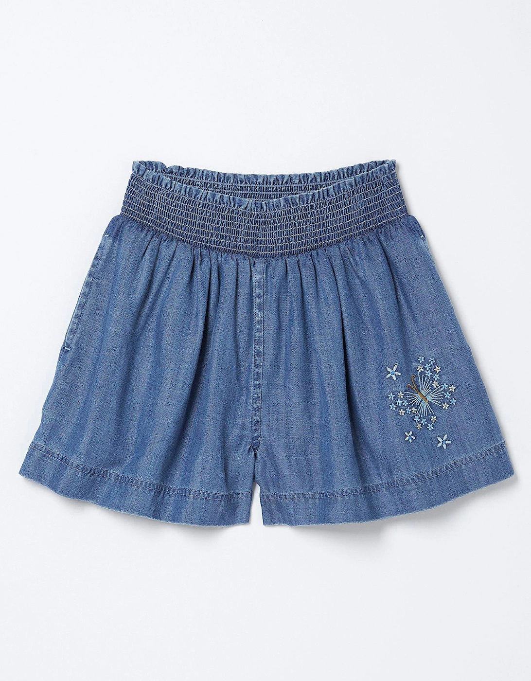 Girls Embroidered Flippy Shorts - Chambray Blue, 5 of 4