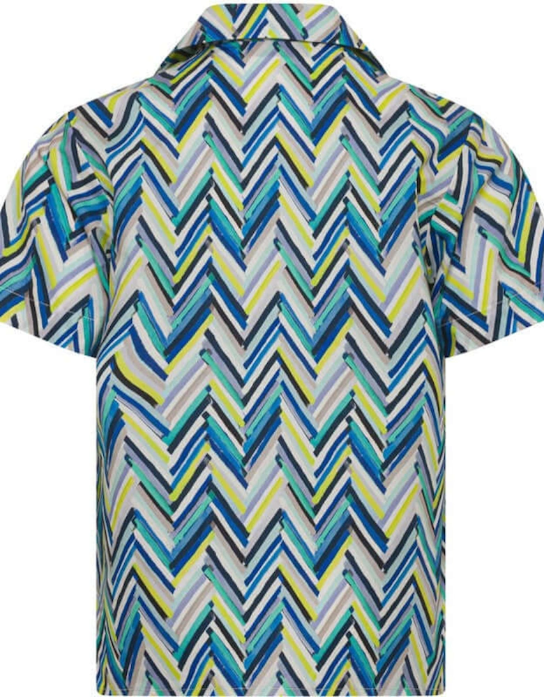 Boys Blue Zig Zag Cotton Shirt