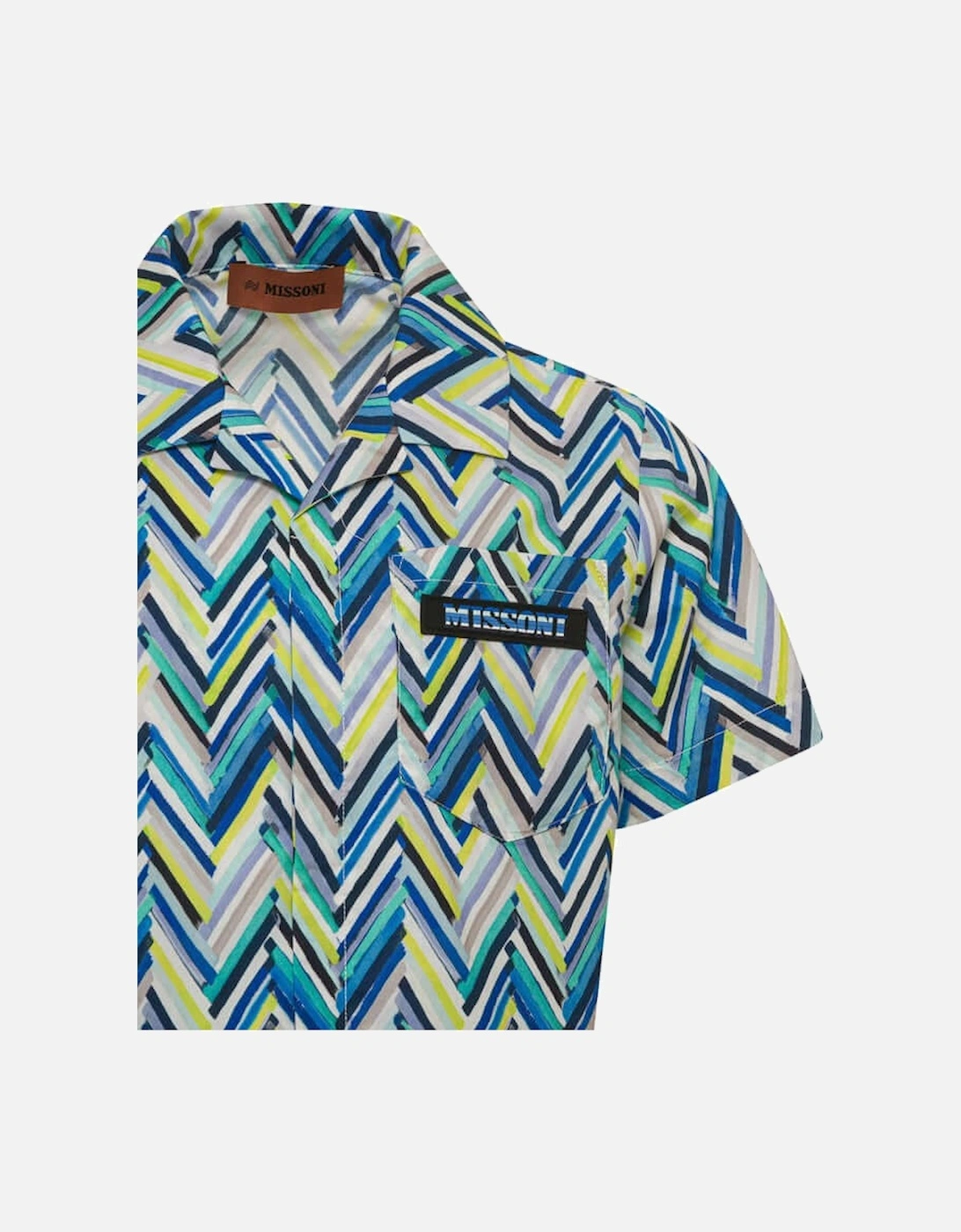 Boys Blue Zig Zag Cotton Shirt