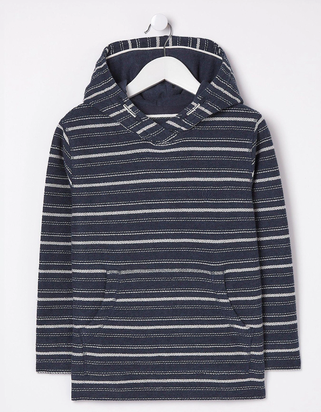 FatFace Boys Texture Stripe Popover Hoodie - Navy, 3 of 2