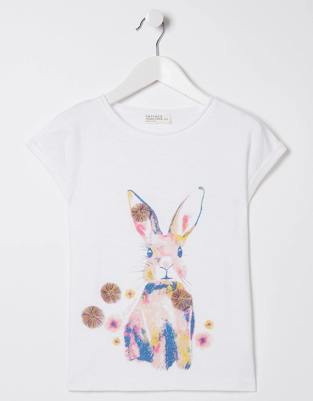 Girls Watercolour Bunny Tshirt - Natural White, 2 of 1