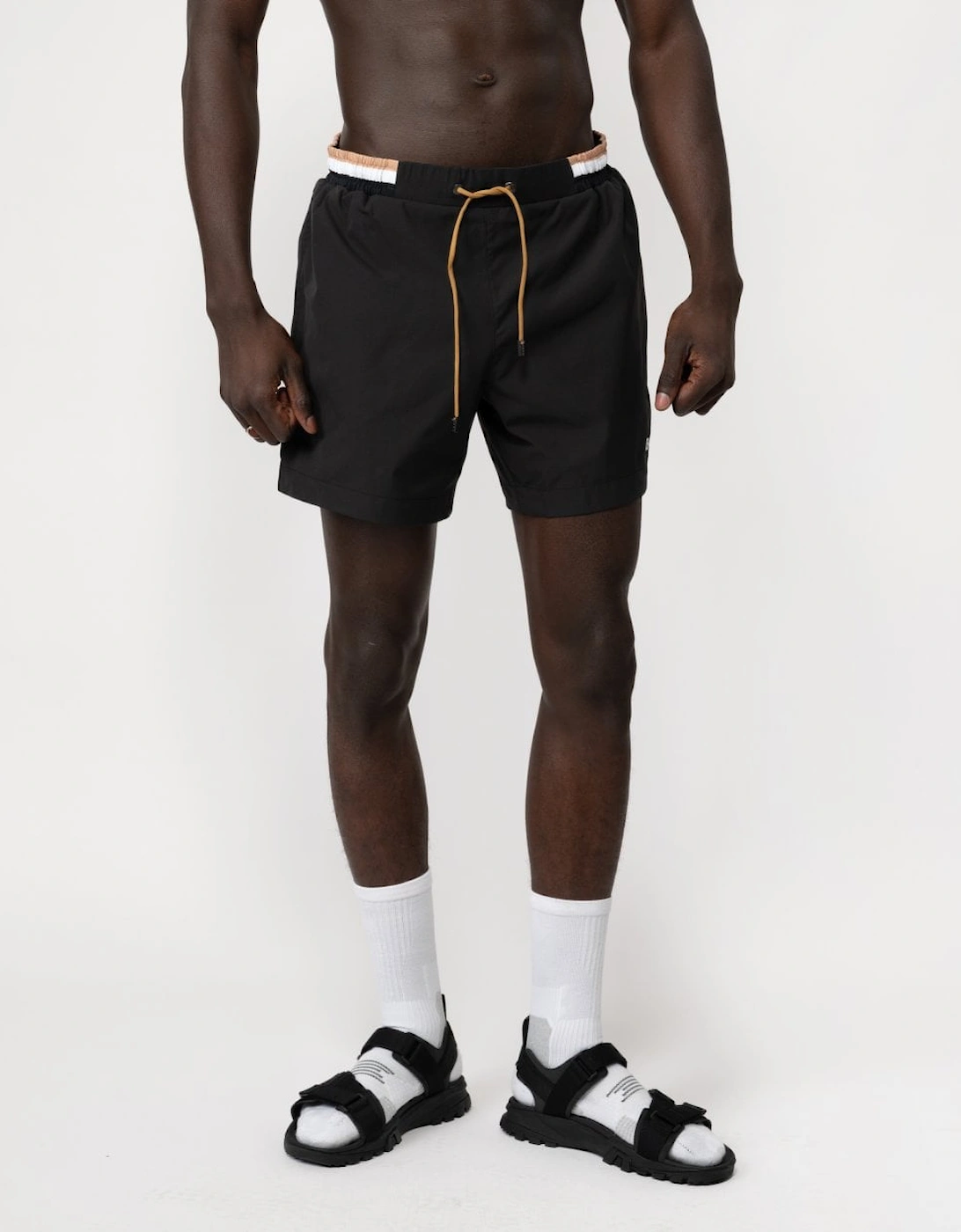 Orange Isle Mens Ripstop-Fabric Swim Shorts with Contrast Logo, 5 of 4