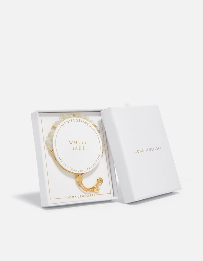 Manifestones White Jade Luck & Prosperity Gold-Plated Bracelet