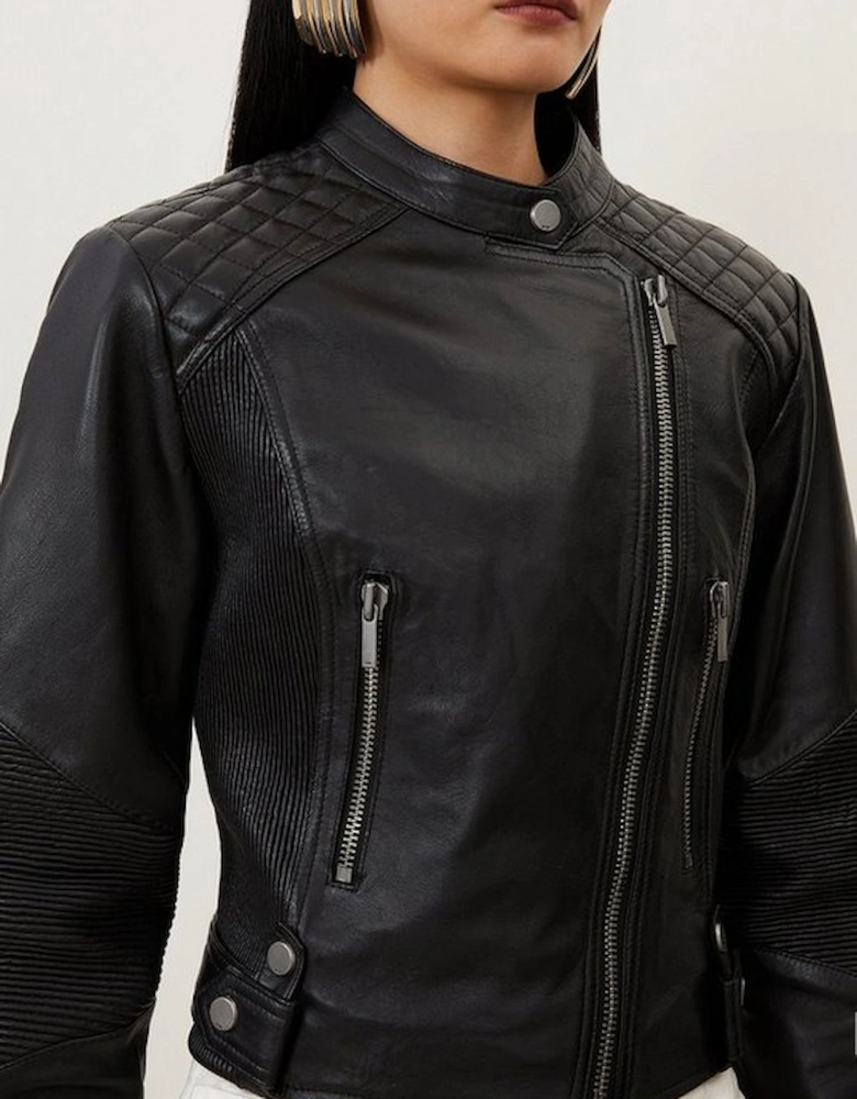 Leather Washed Biker Jacket