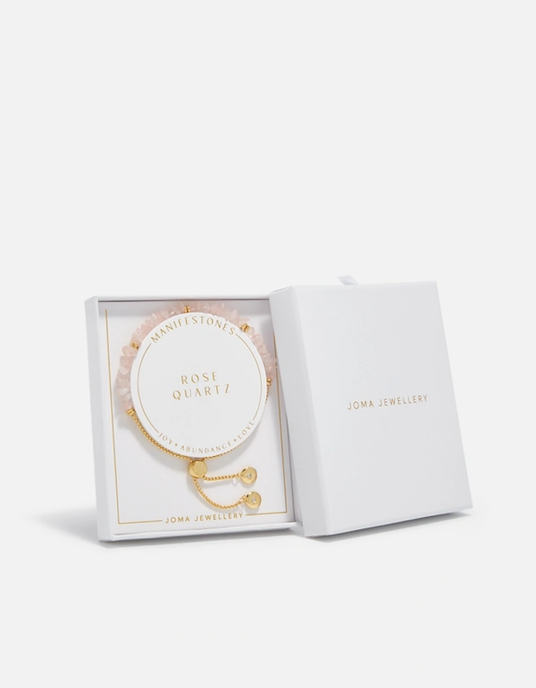 Manifestones Rose Quartz Love Gold-Plated Bracelet