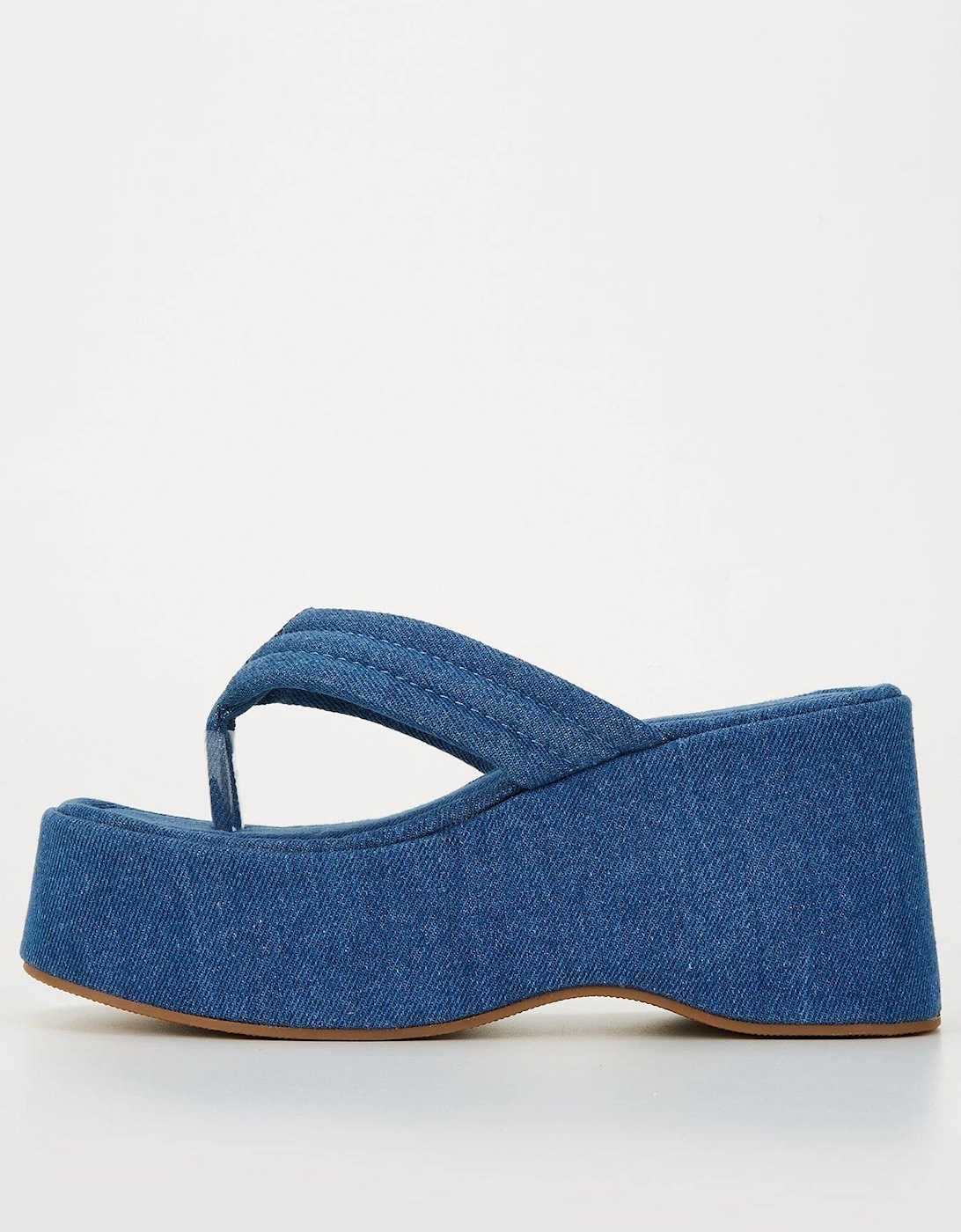 Elswyth Denim Platform Toepost Wedge Sandals - Blue Denim, 7 of 6