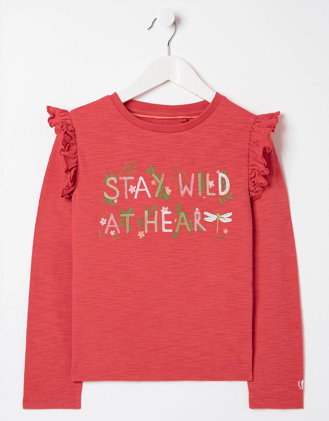 Girls Wild At Heart Long Sleeve Tshirt - Washed Red, 5 of 4