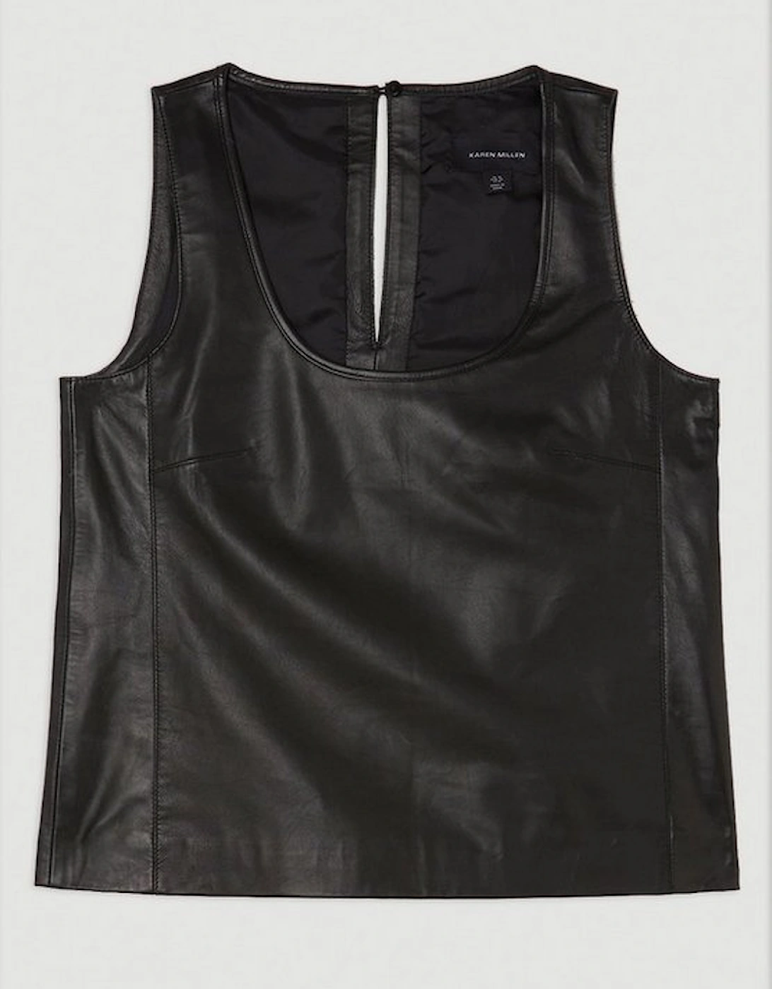 Leather Scoop Neck Tailored Top
