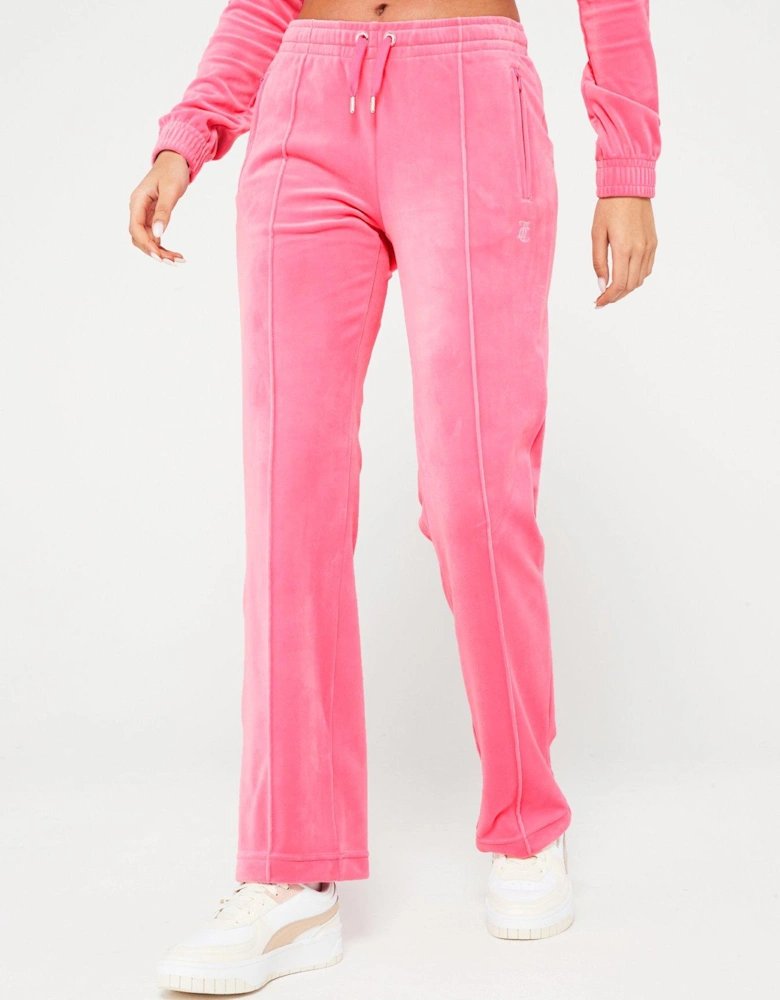 Tina Classic Velour Track Pant With Juicy Diamante Logo - Pink