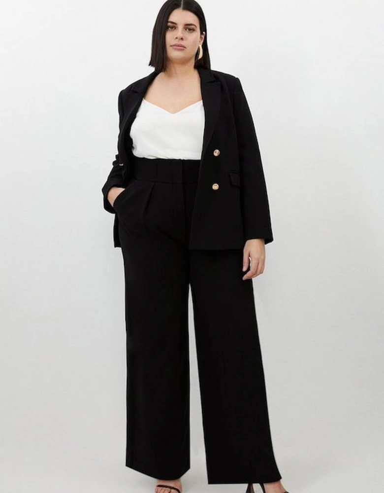 Plus Size Compact Stretch Tailored High Waist Trousers