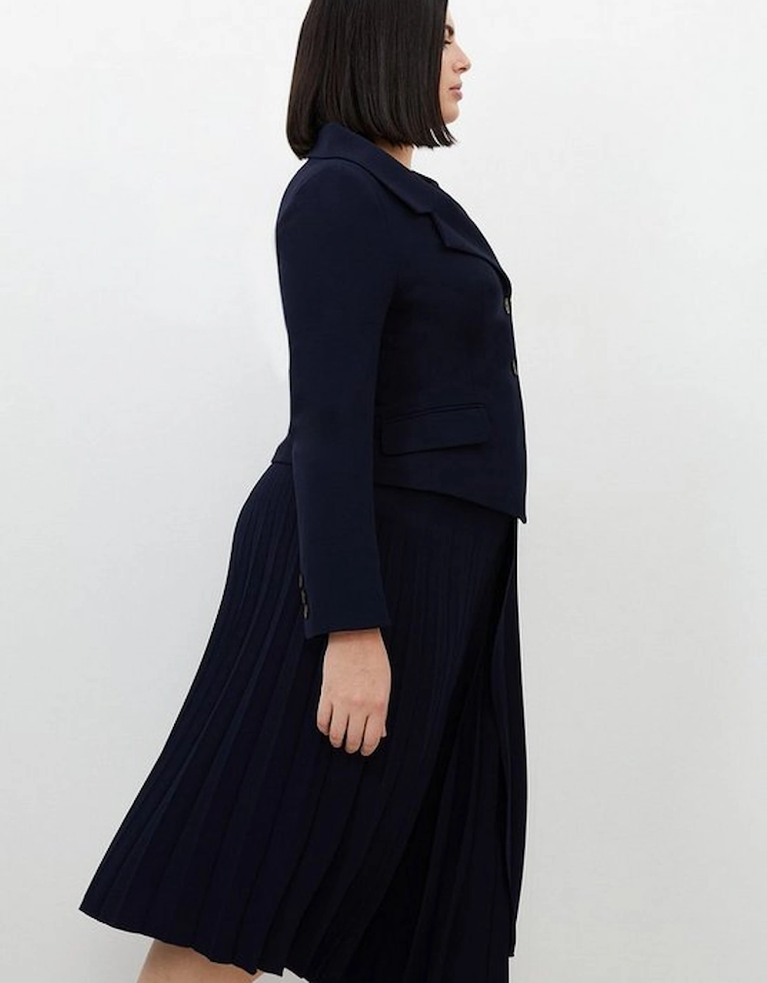Plus Size Tailored Crepe Asymmetric Pleated Skirt Dress