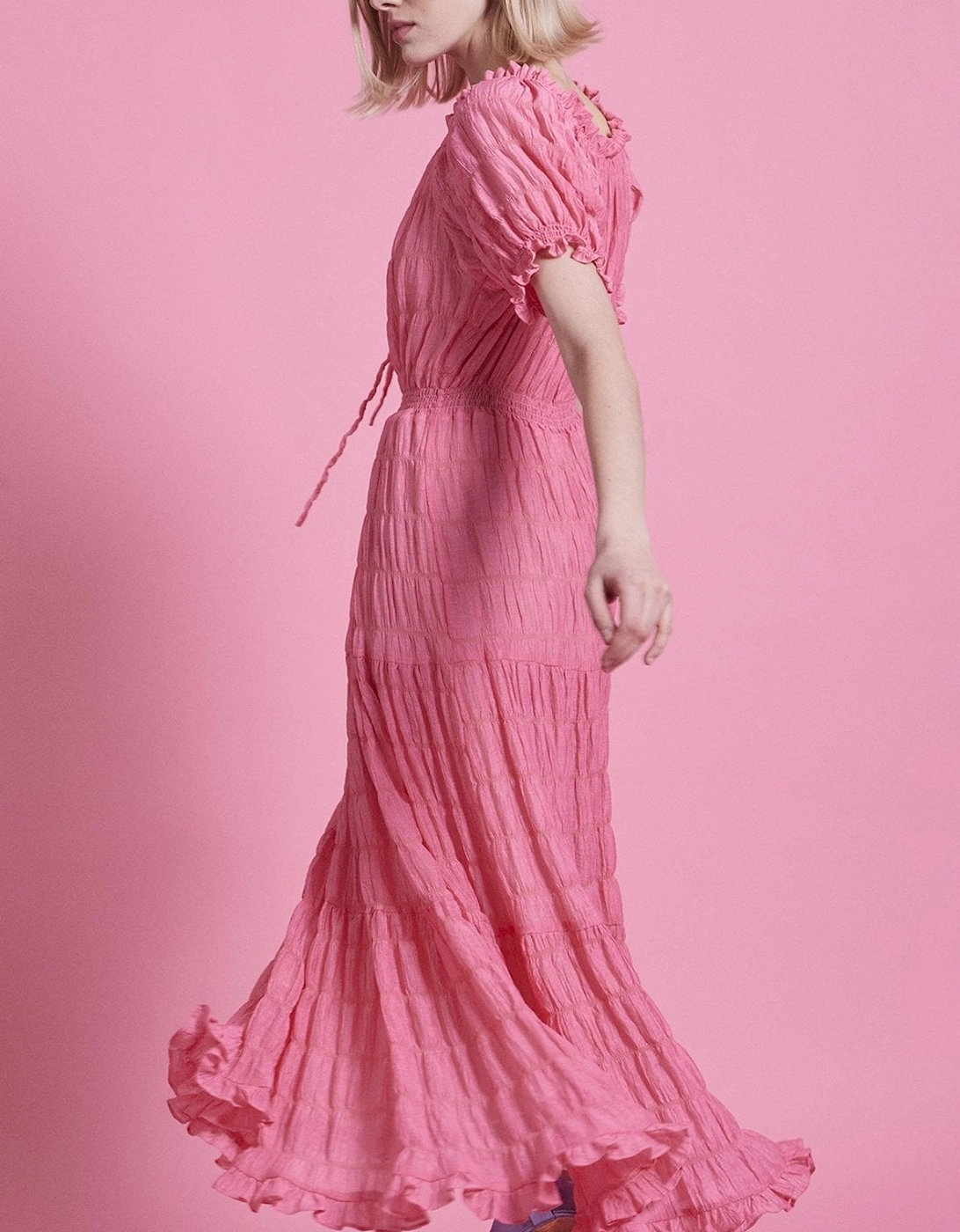 Pink Silk Blend Maxi Ruffle Dress, 5 of 4