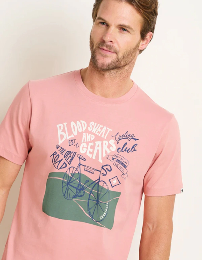 Men's Blood Sweat And Gears Tee Pink