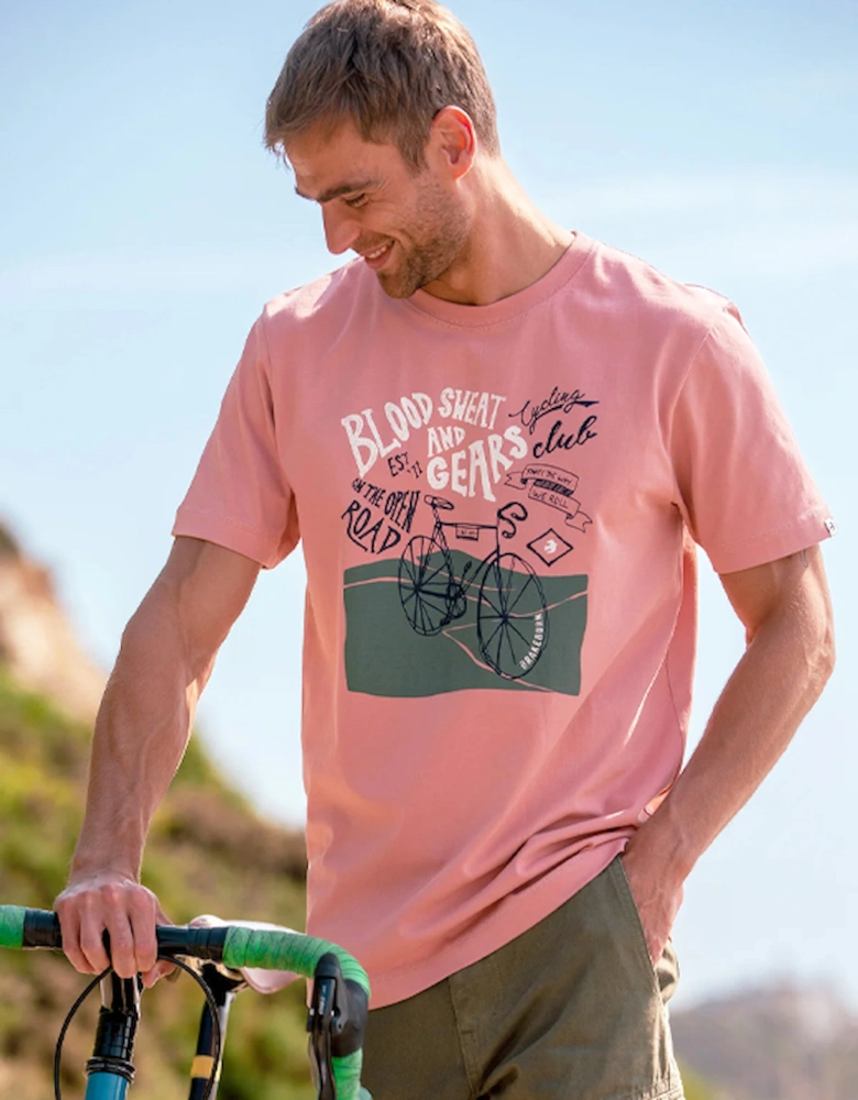 Men's Blood Sweat And Gears Tee Pink