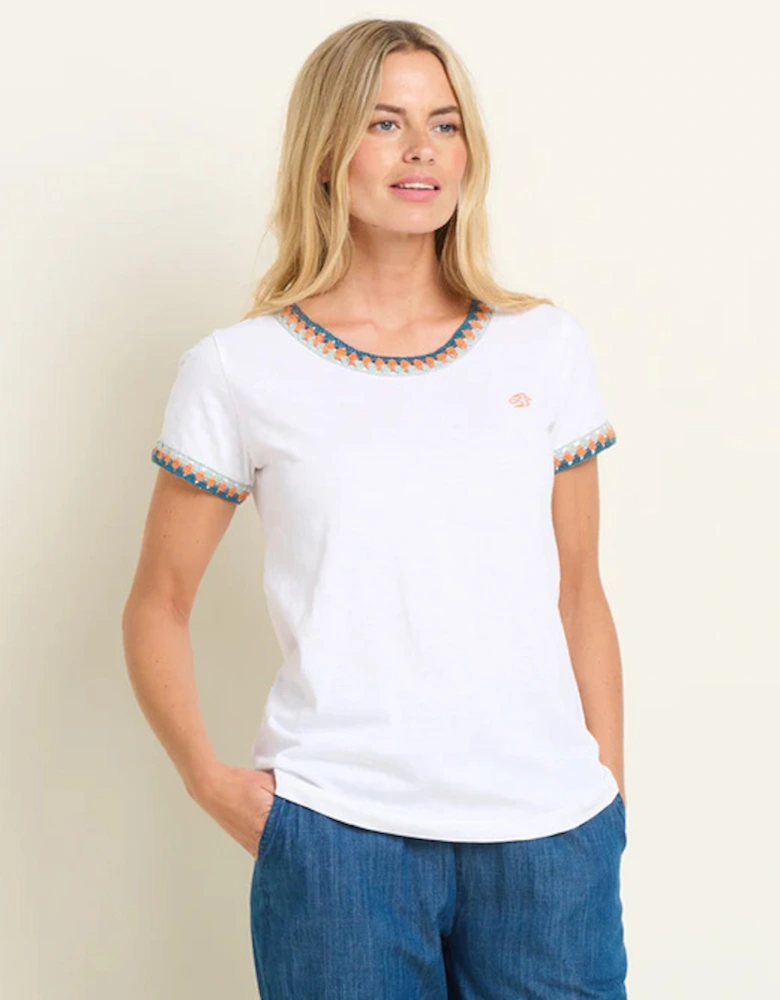 Women's Reya Crochet Trim T-Shirt White