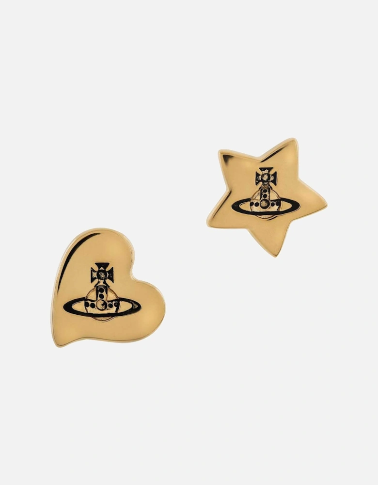 Priscilla Heart Star Gold Earrings
