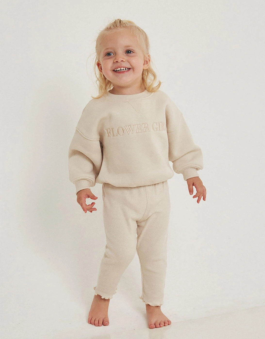 Infant Flower Girl Legging And Sweat Set - Champagne, 5 of 4