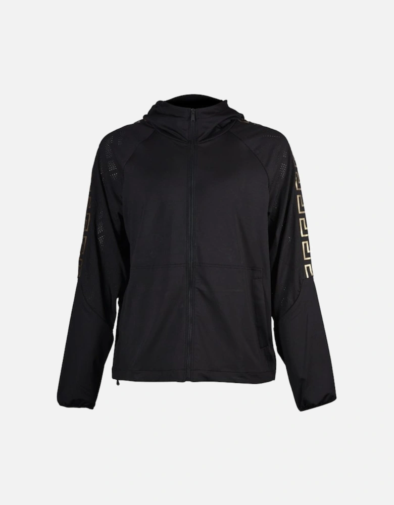 Iconic Logo Technical Gym Hoodie, Black/gold