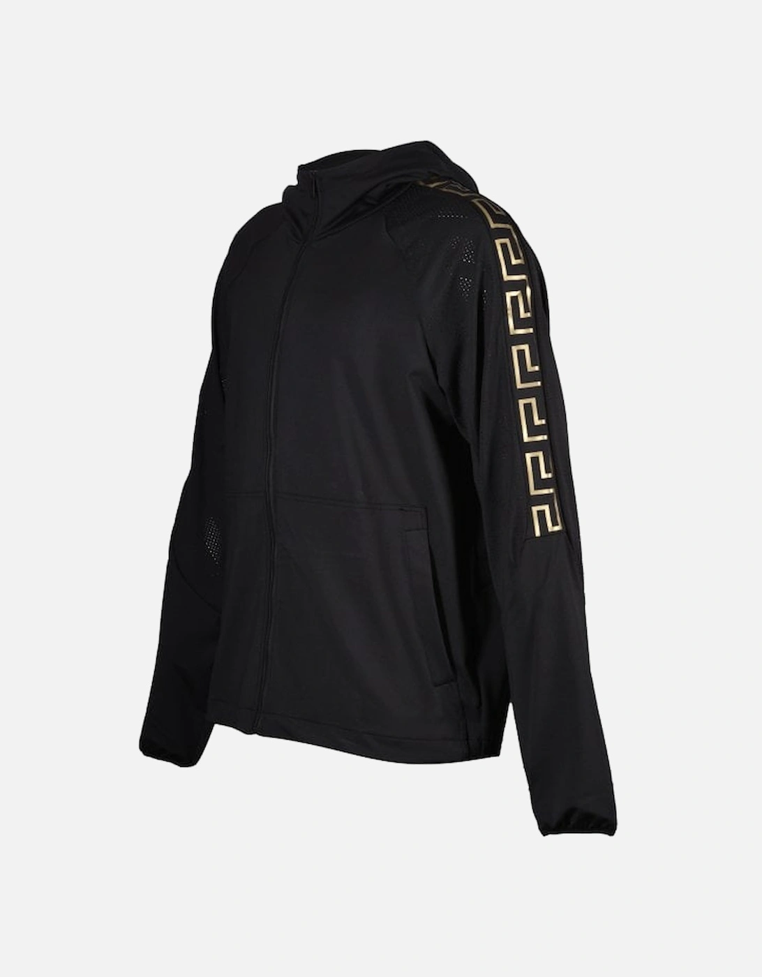 Iconic Logo Technical Gym Hoodie, Black/gold