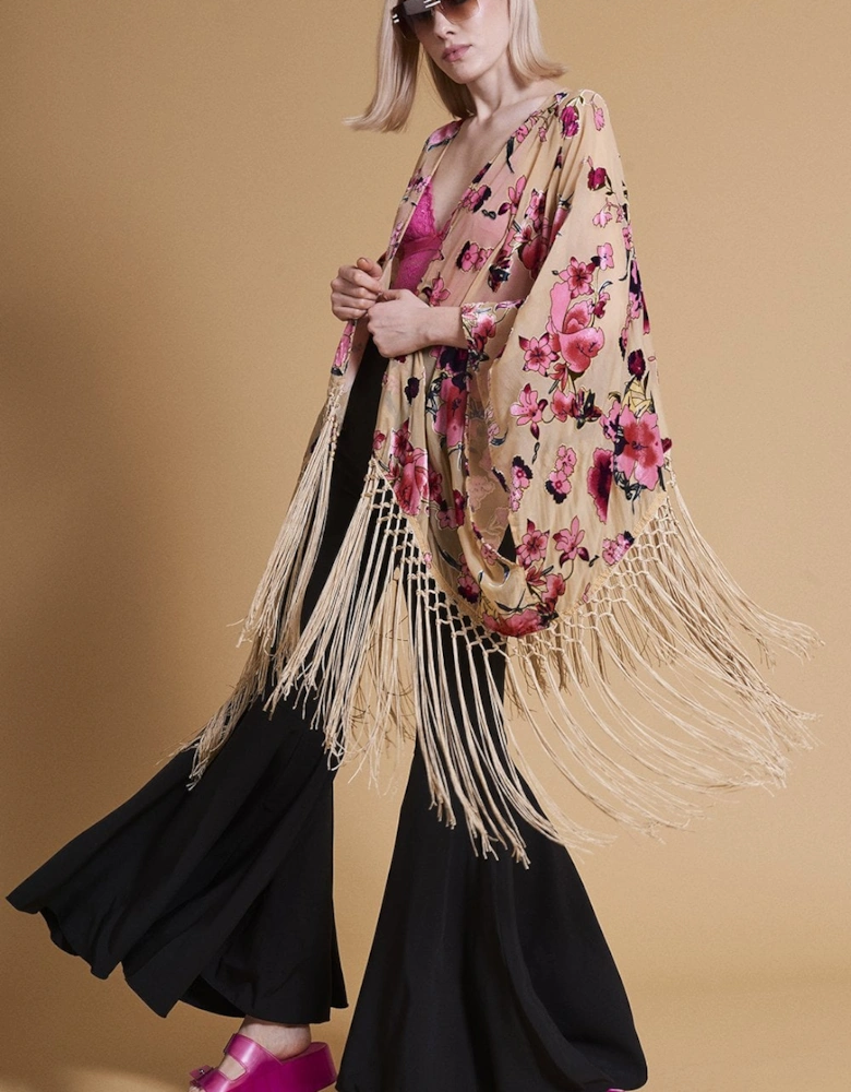 Mocha Silk Devore Kimono