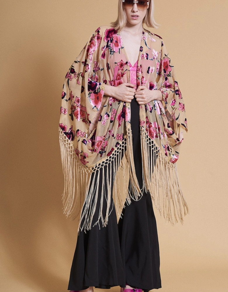Mocha Silk Devore Kimono