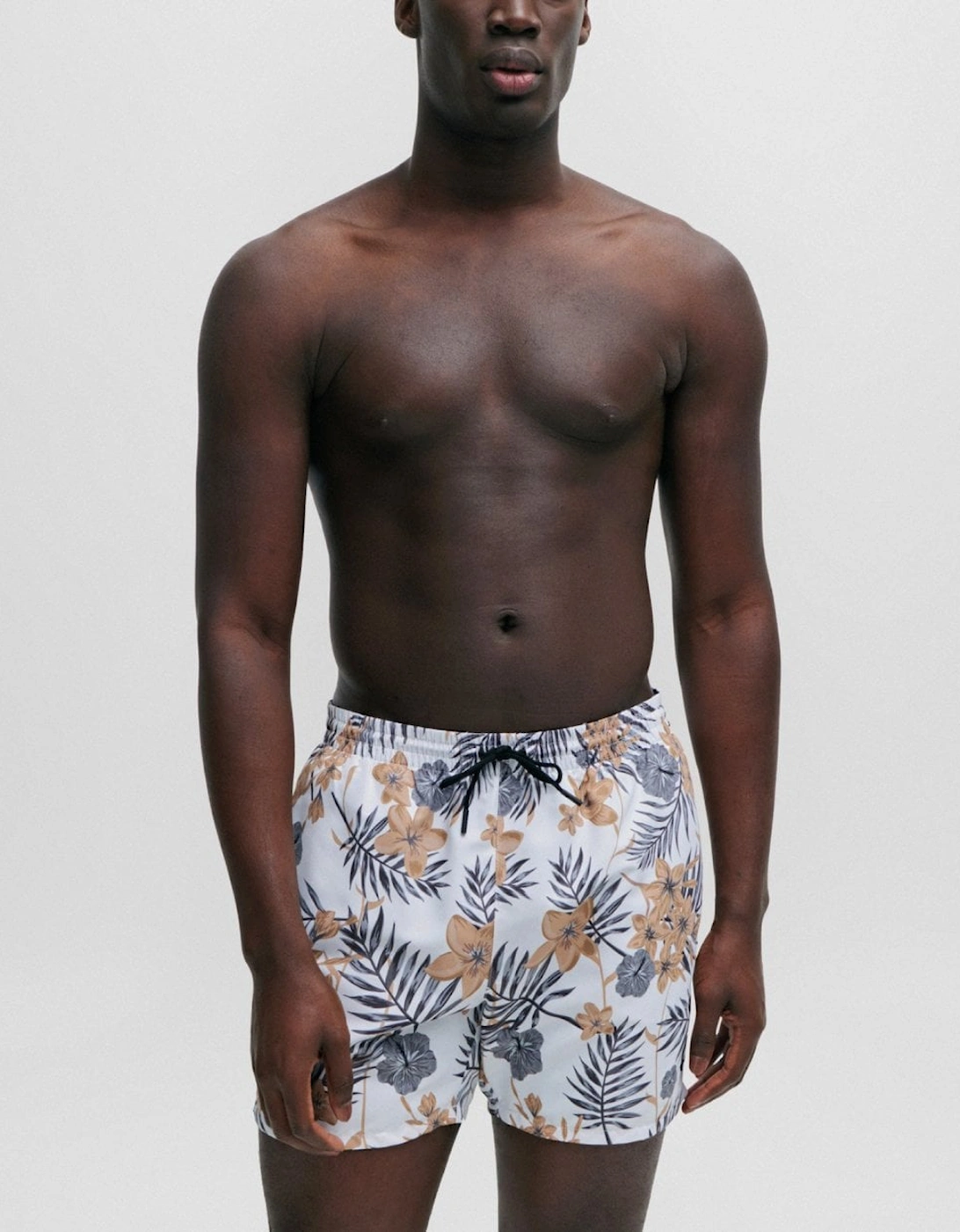 Orange Piranha Mens Tropical Print Quick-Drying Swim Shorts, 4 of 3