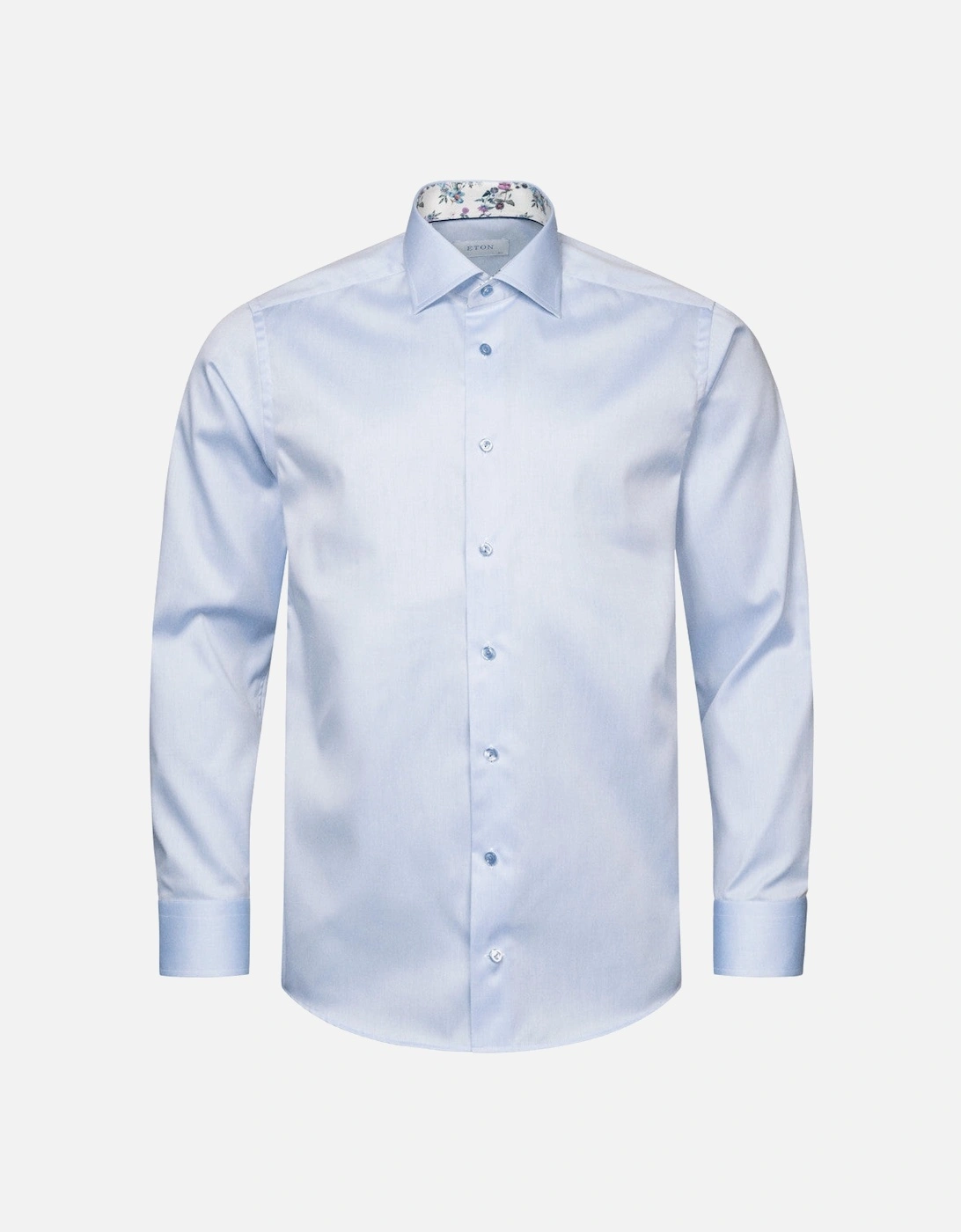 Contemporary Fit Floral Trim Twill Shirt 21 Light Blue