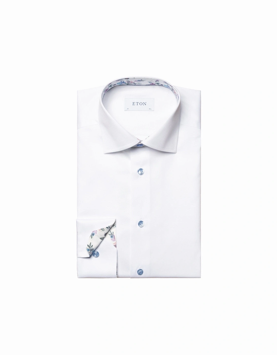Contemporary Fit Floral Trim Twill Shirt 00 White, 4 of 3