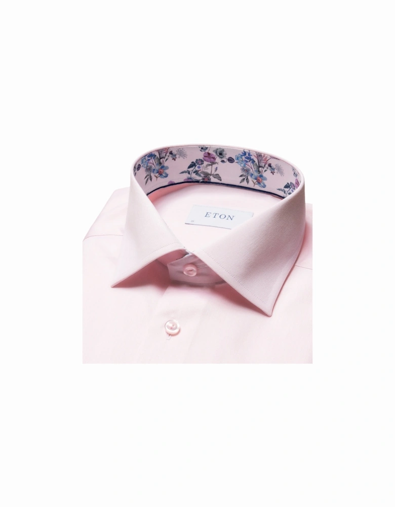 Contemporary Fit Floral Trim Twill Shirt 80 Pink