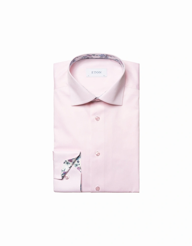 Contemporary Fit Floral Trim Twill Shirt 80 Pink