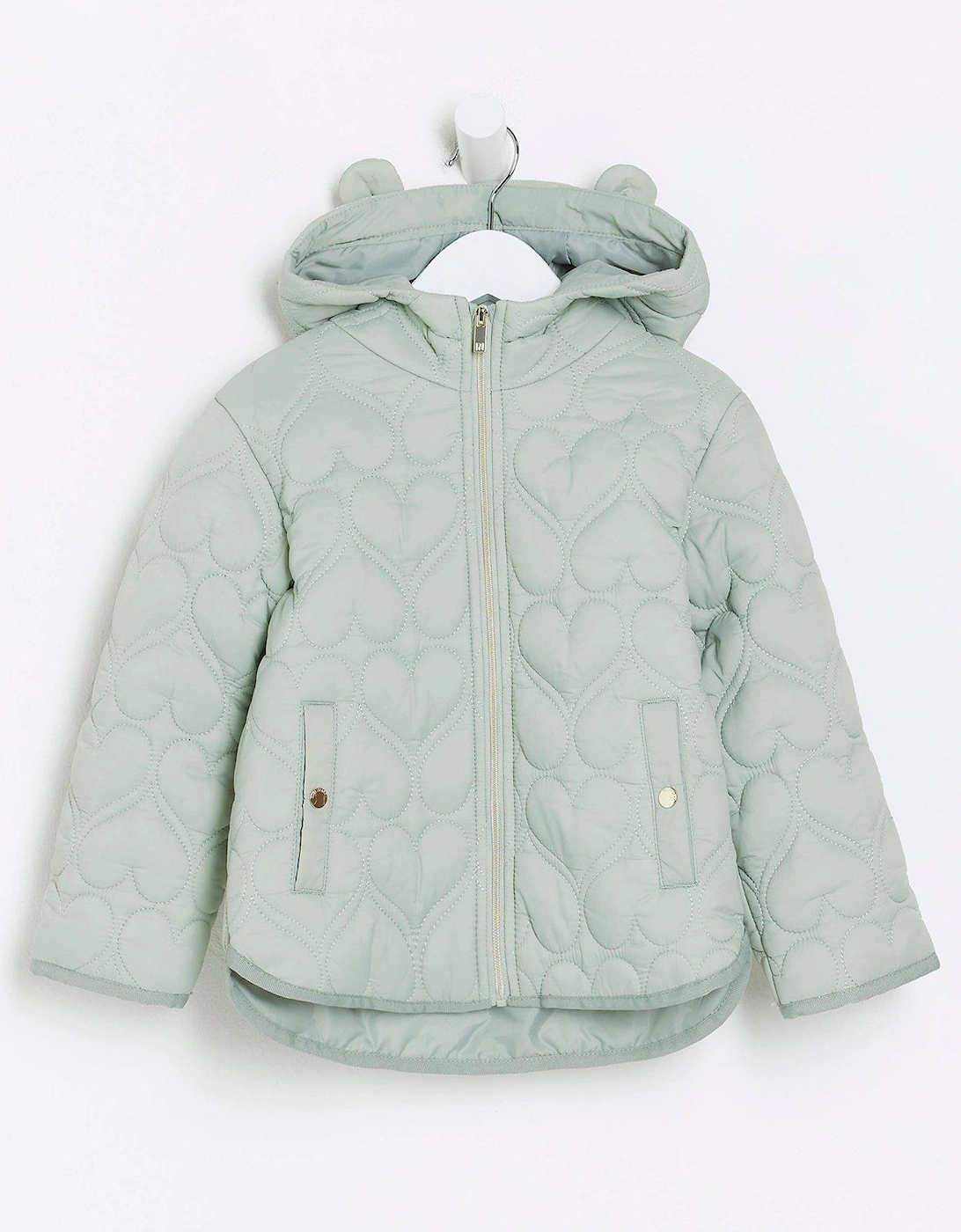 Mini Girls Heart Quilted Jacket - Green, 5 of 4